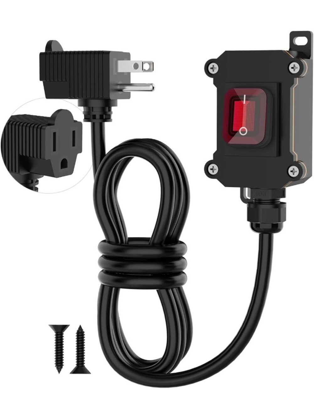 Waterproof Inline Cord Switch with 4ft Power Cable, Durable On/Off for Outdoor